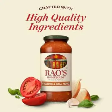 Rao's Homemade Mushroom and Bell Pepper Sauce, 24 oz, Tomato Sauce, All Purpose, Keto Friendly Pasta Sauce, Premium Quality Tomatoes from Italy, Mushrooms, and Bell Peppers