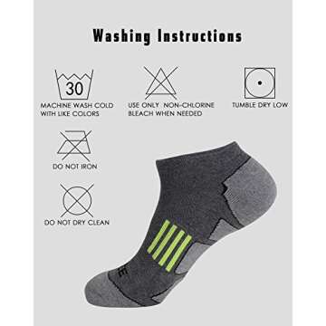 JOYNÉE Men's 6 Pack Athletic No Show Performance Cushioned Low Cut Running Socks,Grey,Sock Size:10-13