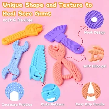 Mgtfbg Baby Teething Toys Set - Safe BPA Free Silicone 5-Pack