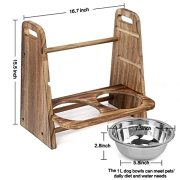 Emfogo Adjustable Elevated Dog Bowl for Medium Large Dogs