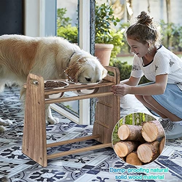 Emfogo Adjustable Elevated Dog Bowl for Medium Large Dogs