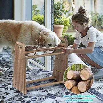 Emfogo Adjustable Elevated Dog Bowl for Medium Large Dogs