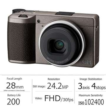 Ricoh GR III Diary Edition, Metallic Warm-Gray Body with Dark Brown Grip and Natural Silver Ring, Di...