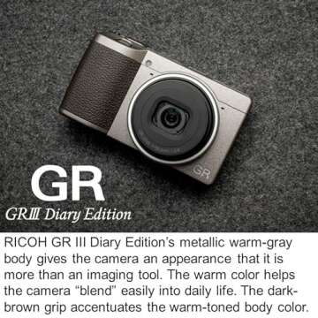 Ricoh GR III Diary Edition, Metallic Warm-Gray Body with Dark Brown Grip and Natural Silver Ring, Digital Compact Camera with 24MP APS-C Size CMOS Sensor, 28mmF2.8 GR Lens (in The 35mm Format)