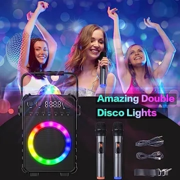 VerkTop Portable Karaoke Machine with Disco Lights