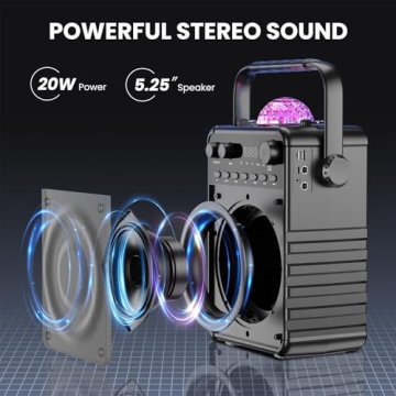 VerkTop Portable Karaoke Machine with Disco Lights