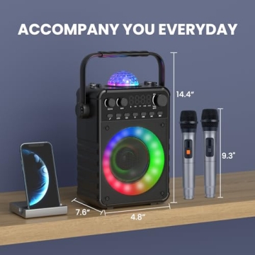 VerkTop Portable Karaoke Machine with Disco Lights
