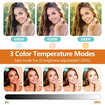 sensyne 10” Desk Ring Light with Stand & Phone Holder for Computer, LED Selfie Ring Light for Phone Photography, Webcam Light for Laptop/Video Conference Lighting/Makeup/Live Streaming, Black