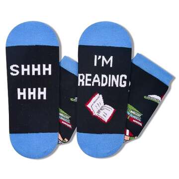 Zmart Funny Socks Novelty Socks for Women, Book Lovers Gifts Reading Gifts for Teen Girls, Book Reader Stocking Stuffers