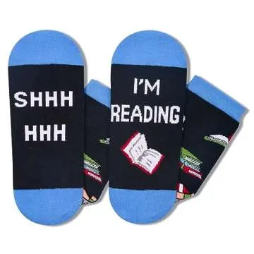 Zmart Funny Socks Novelty Socks for Women, Book Lovers Gifts Reading Gifts for Teen Girls, Book Reader Stocking Stuffers