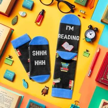 Zmart Funny Socks Novelty Socks for Women, Book Lovers Gifts Reading Gifts for Teen Girls, Book Reader Stocking Stuffers