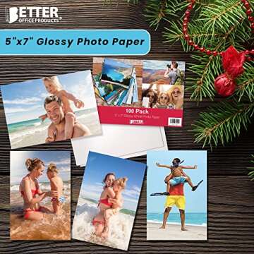 Better Office Products Premium Glossy Photo Paper, 5 x 7 inch, 100 Sheets, 200gsm, 5 x 7, 100-Count ...