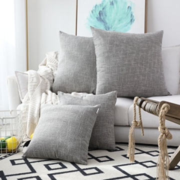 Kevin Textile Decorative Linen Throw Pillow Covers Set - Elegant 2 Tone Design for Couch & Bed (26x2...