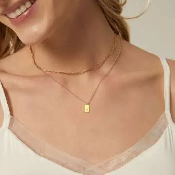 RMMD Gold Initial Necklaces for Women - 18K Gold Plated Letter A Initial Necklaces for Women Layered Initial Necklace for Women Dainty Gold Necklace for Women Paperclip Chain Choker Gold Jewelry Gifts
