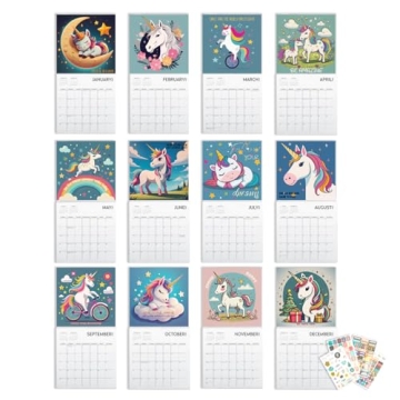 Magical Unicorn Calendar 2025 with Fun Stickers
