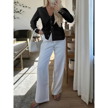 Cicy Bell Womens Button Down Shirts Long Sleeve Babydoll Blouse Fall Dressy Casual Work Office Tops Black