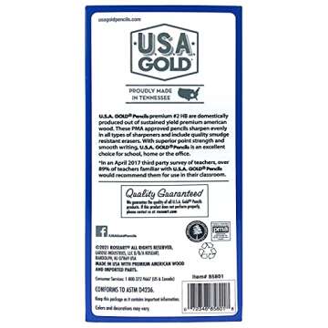 Cra-Z-Art U.S.A. Gold Pre-sharpened American Wood Cased #2 HB Yellow Pencils, 60 Pack