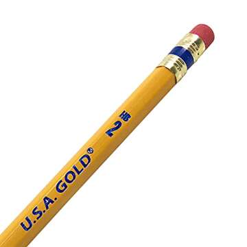 Cra-Z-Art U.S.A. Gold Pre-sharpened American Wood Cased #2 HB Yellow Pencils, 60 Pack