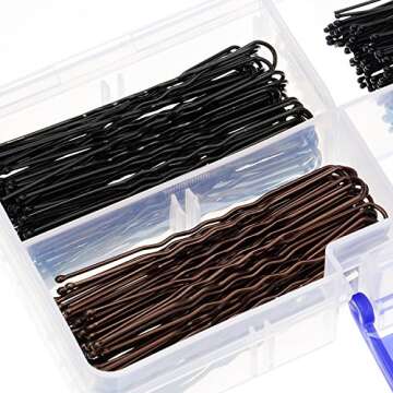 Hicarer U Shaped Hair Pins - 200 Black & Brown Hair Clips