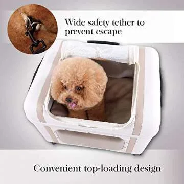 ibiyaya Lavada Pet Transport Luggage Pet Carrier with Wheels, Up to 35lbs, White Mocha - Sturdy Dog and Cat Carrying Case with Telescopic Handle, Swivel Wheels - Small and Medium Rolling Dog Carriers