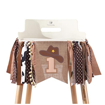 Handmade Cowboy Rodeo High Chair Banner for 1st Birthday Party Decor