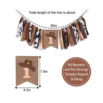 Cowboy Rodeo 1st Birthday High Chair Banner Party Decor