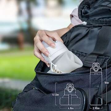 TakeToday Collapsible Water Bottles 20oz, Leak Proof, BPA-Free, Foldable Silicone Travel Water Bottle with Straw Strap for Cycling, Hiking, Outdoors (Cloud)