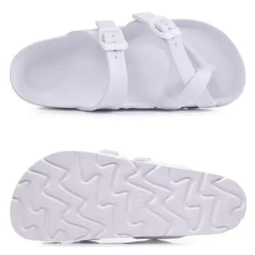 Goosecret Women's Platform Sandals with Arch Support Comfortable Foam Slides Lightweight Thick Soles | Adjustable Buckle | Ultra Cushion White, 39(size 8-8.5)