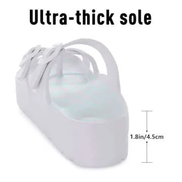 Goosecret Women's Platform Sandals with Arch Support Comfortable Foam Slides Lightweight Thick Soles | Adjustable Buckle | Ultra Cushion White, 39(size 8-8.5)