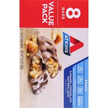 Atkins Caramel Chocolate Nut Roll Bars - Low Sugar & High Protein