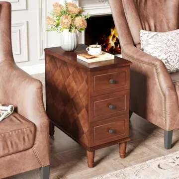 LITTLE TREE Fully Assembled End Table with 3 Drawers