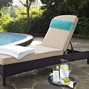 Enipate Outdoor Chaise Lounge Head Pillow, Pack of 2 Water Resistant Headrest Pillows with Elastic B...
