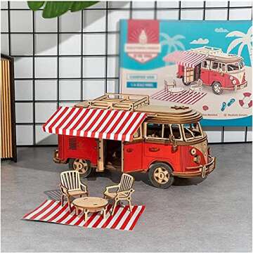 Vitaisa 3D Wood Camper Van Puzzle for Kids & Adults