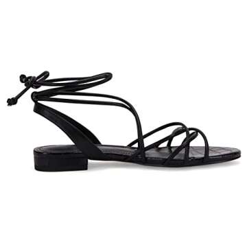 Ermonn Womens Wrap Flat Sandals Low Heel Slip On Open Toe Strappy Fashion Beach Sandal