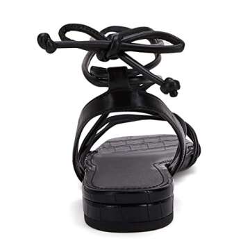 Ermonn Womens Wrap Flat Sandals Low Heel Slip On Open Toe Strappy Fashion Beach Sandal