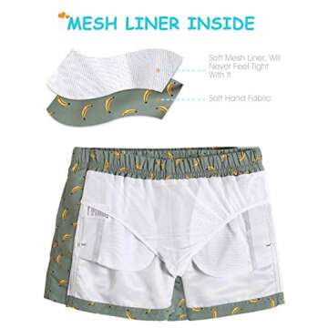 maamgic Boys Swim Trunks Toddler Swim Shorts Little Boys Bathing Suit Swimsuit Toddler Boy Swimwear,Banana-Matcha Green,4 T