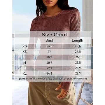 Morhuduck Waffle Knit Long Sleeve Casual Pullover Top