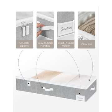 StorageWorks Large Under Bed Storage Containers with Handles and Label Holder, 2 Pack Ultra-thick Fabric Underbed Bins, Closet Organizer for Clothes, Blankets, Sweater