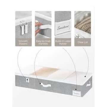 StorageWorks Large Under Bed Storage Containers with Handles and Label Holder, 2 Pack Ultra-thick Fabric Underbed Bins, Closet Organizer for Clothes, Blankets, Sweater