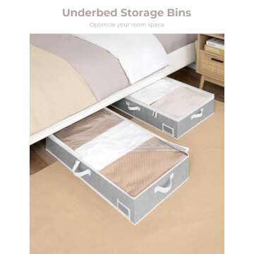 StorageWorks Large Under Bed Storage Containers with Handles and Label Holder, 2 Pack Ultra-thick Fabric Underbed Bins, Closet Organizer for Clothes, Blankets, Sweater