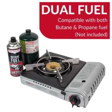 Grill Boss Dual Fuel Portable Stove, 12K BTU Camp Stove, Butane & Propane Portable Camping Stoves, D...