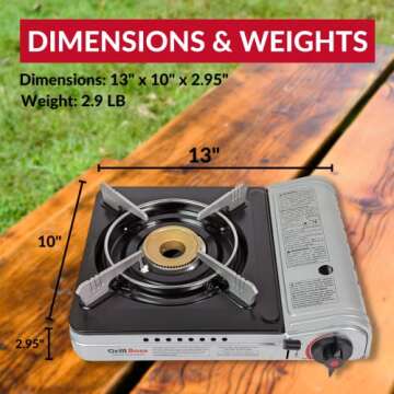 Grill Boss Dual Fuel Portable Stove, 12K BTU Camp Stove, Butane & Propane Portable Camping Stoves, Dual Fuel Butane & Propane Stoves for Emergencies, Outdoor Cooking, Hiking Trips, Backpacking - 90057