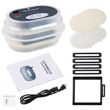 HBlife Digital Egg Incubator for Hatching 9-12 Chicken, Quail and Duck Eggs, with Fully Automatic Egg Turning and Temperature Display, Hatcher for Turkeys, Birds, Parrots and Poultry