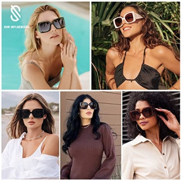 Trendy Oversized Polarized Square Sunglasses for Women
