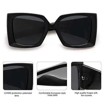Trendy Oversized Polarized Square Sunglasses for Women