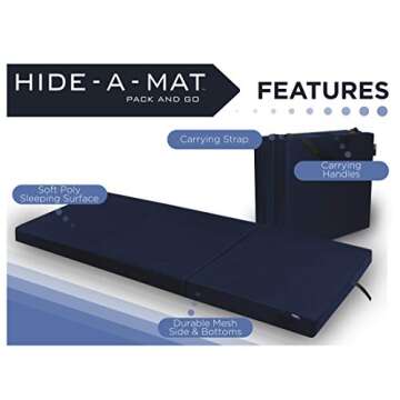 American Furniture Alliance Hide A' Mat 3.5 x 30 x 75 inch Jr Twin TriFold Mattress, Navy