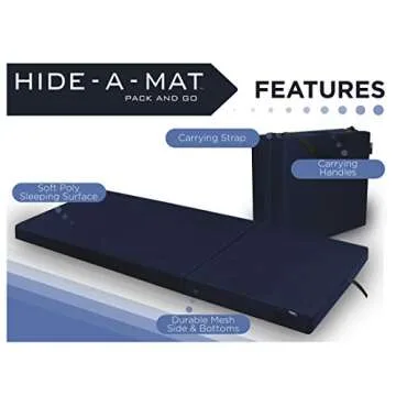 American Furniture Alliance Hide A' Mat 3.5 x 30 x 75 inch Jr Twin TriFold Mattress, Navy