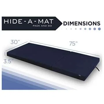 American Furniture Alliance Hide A' Mat 3.5 x 30 x 75 inch Jr Twin TriFold Mattress, Navy