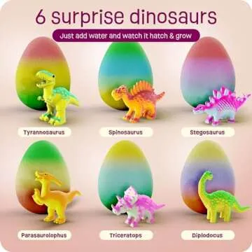 Dinosaur Hatching Surprise Eggs for Kids - 6 Pack - Grows 600% - Dino Egg Toys for Boys & Girls Age 3-8 - Gift Ideas, Party Favors, Stocking Stuffers for 3+ Year Old Boy - Gifts for Ages 3 4 5 6 7 8
