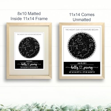 Custom Star Map for Specific Date Art Print | Personalized Star Map | Night Sky Constellation | Anniversary Gifts for Men | Unique Gift for Weddings, Girlfriends, Boyfriends, Engagements, and more!
